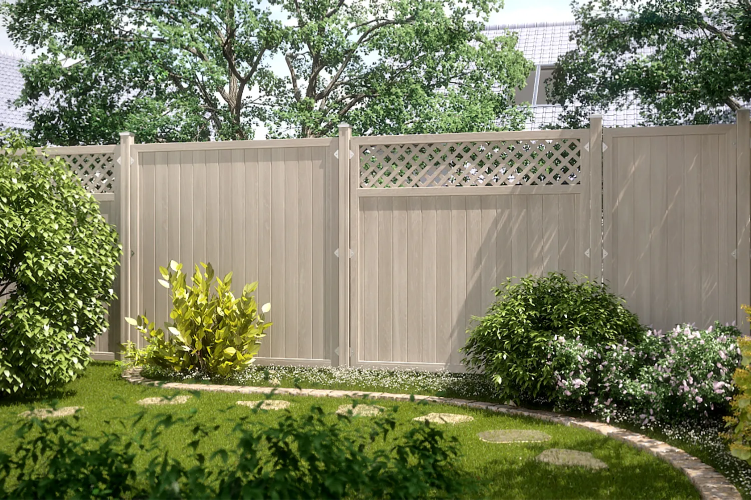 Palissade en PVC couleur bois clair